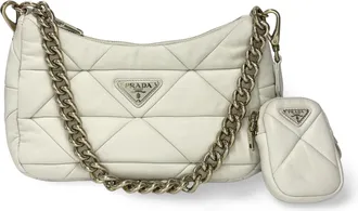 Prada Napa Patch Padded Hobo Bag White
