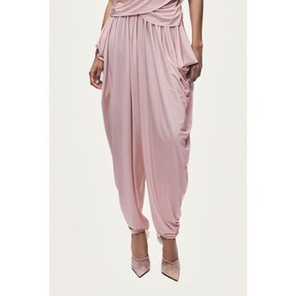 Nocturne Draped Elastic Waist Harem Trousers in Pink at Nordstrom, Size X-Small