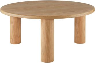 TecTake Mesa de centro circular, patas de madera, protectores de suelo, marrón