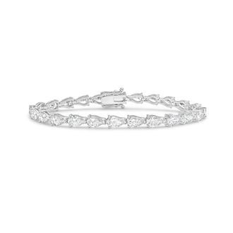 Diana M. Jewels 14kt White Gold 35cts Lab Grown Pear Diamond East-West Tennis Bracelet