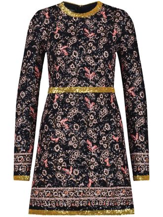 Giambattista Valli Popping Paisley-embroidered sequinned minidress - Black