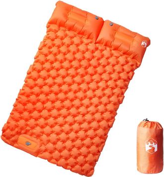 vidaXL Colch&oacute;n De Camping Autoinflable Y Almohadas 2 Personas Naranja Vidaxl