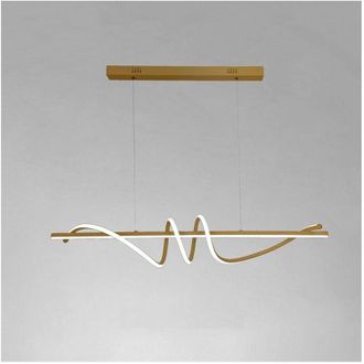 Trade Shop Lampadario a Sospensione Led 65w Oro Spirale Ondulato Luce 6500k Vortice Orizzontale 32453 - - Trade Shop Traesio