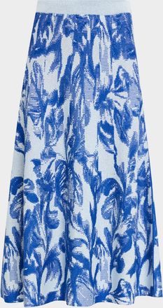 Misook Heritage-Fit Floral Jacquard Knit Midi Skirt