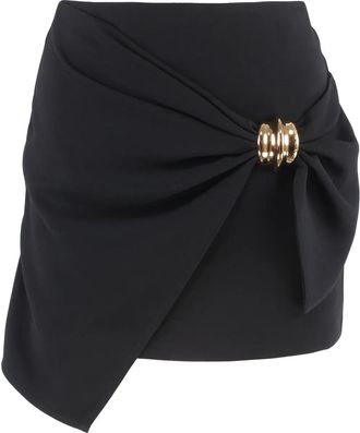 Elisabetta Franchi Minigonna con fiocco in cr&ecirc;pe - Nero