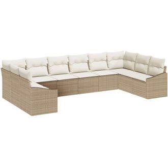 vidaXL Vidaxl - Conjunto De Comedor De Jard&iacute;n Con Coj&iacute;n 10 Pcs Beige, Crema