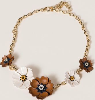 Miu Miu Metal and leather necklace