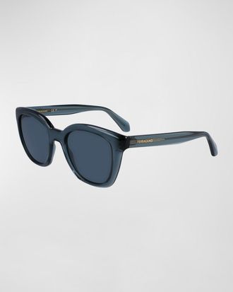Ferragamo Logo Plastic Cat-Eye Sunglasses