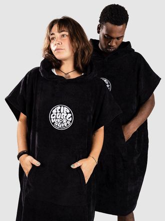 Rip Curl Logo Hooded Surf Poncho negro