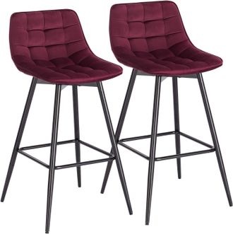 Woltu Woltu 2x Taburete De Bar Con Respaldo Paquete De 2 Marco De Metal Muebles Cocina Asiento De Terciopelo Taburete Alto Cocina Sillas Alta Bar Cocina Bur