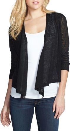 Nic+Zoe 4-Way Convertible Three-Quarter Sleeve Cardigan in Black Onyx at Nordstrom, Size Xx-Large