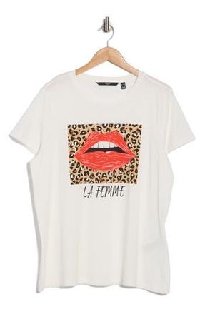 Vero Moda La Femme Graphic T-Shirt in Snow White Print La Femme at Nordstrom Rack, Size 2X