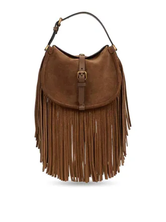 Etro Small Pony Bag In Suede With Fringes
