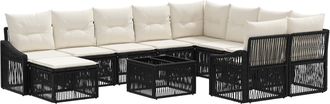 vidaXL Conjunto De Sof&aacute;s De Jard&iacute;n 11 Uds. Negro Rat&aacute;n Sint&eacute;tico Vidaxl