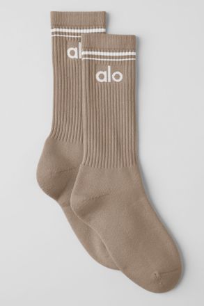Alo | Throwback Socks in Gravel/White, Size: Medium