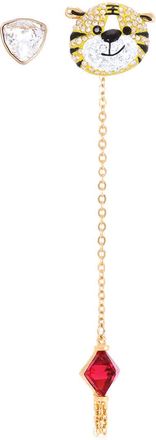 Swarovski Gold-Tone Plated Zodiac Tiger Asymmetrical Drop Earrings