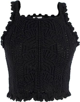 Saint Laurent Black Crochet Crop Top Size S