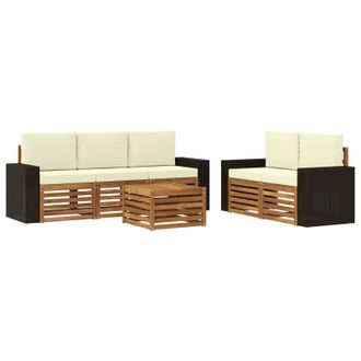 vidaXL Juegos De Sof&aacute;s Con Coj&iacute;n 6 Pcs Madera De Acacia S&oacute;lida Vidaxl