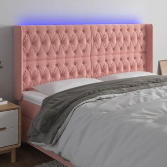vidaXL Cabecero Con Led De Terciopelo Rosa 183x16x118/128 Cm Vidaxl