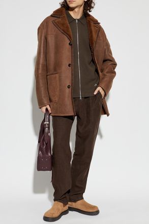Etro Sheepskin Coat With Pockets, Mens, Brown
