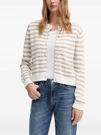 Joop Kola striped button cardigan - women - Polyacrylic/Cotton - 38 - Neutrals