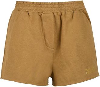 Douuod Brown Elastic Cotton Shorts