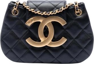 Chanel Pre-owned Quilted Lambskin Crossbody Bag - Dames - Vintage Schoudertas - Zwart - ONE Size - Leer - Vintage