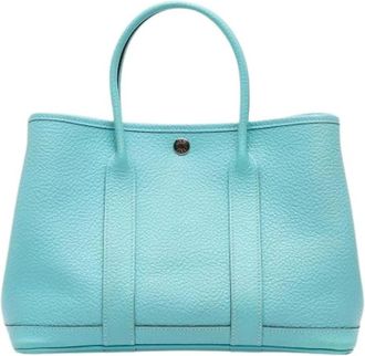 Herm&egrave;s Pre-owned Garden Party Tote Bag - Dames - Vintage Shopper - Blauw - ONE Size - Leer - Vintage