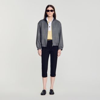 Sandro Oversized leather-collar jacket