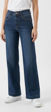 MAC Broeken Stretch-Jeans MAC RICH PALAZZO, Damen, Gr. 34, L&auml;nge 34, night blau netwash, Denim/Jeans, Obermaterial: 89% Baumwolle, 8% Polyester, 3% Elasthan, weit