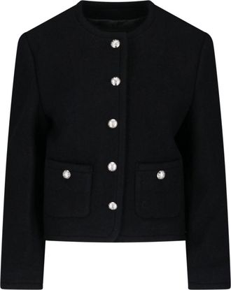 Dunst Black Round-Neck Ornamental-Button Wool Jacket