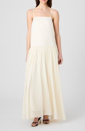 French Connection Marina Mixed Media Drop Waist Maxi Dress in Porcelain Cream at Nordstrom, Size 14