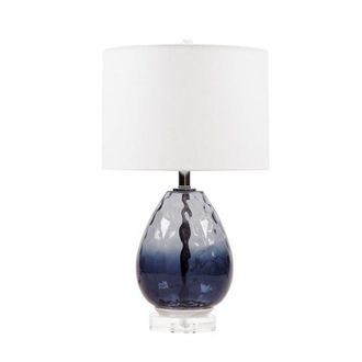 Home Outfitters Dark Blue Glass Table Lamp, Great for Bedroom, Living Room, Transitional