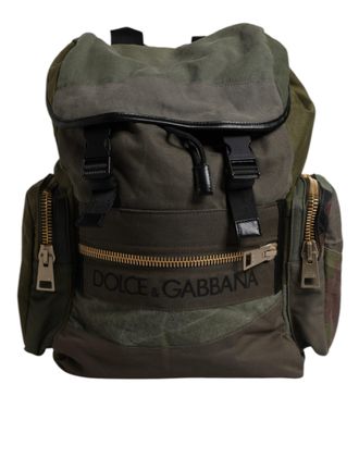 Dolce & Gabbana Militair Groene Patchwork Schoolrugzak