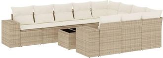 vidaXL Set De Sof&aacute;s De Jard&iacute;n 11pzas Con Cojines Rat&aacute;n Sint&eacute;tico Beige Vidaxl