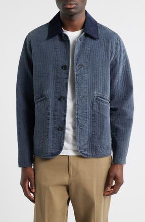 Paul Smith Washed Indigo Removable Collar Quilted Jacket at Nordstrom, Size Xx-Large