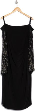 Marina Rossini Ity Ruched Long Sleeve Midi Cocktail Dress in Black at Nordstrom Rack, Size X-Large