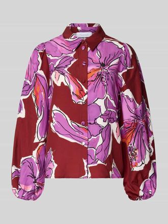 Rich & Royal Bluse aus Viskose-Mix mit Ballon&auml;rmeln und Knopfleiste in Bordeaux, Gr&ouml;&szlig;e 34