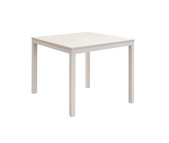 Konte Design Mesa de madera blanca, estructura de metal blanco 80x80