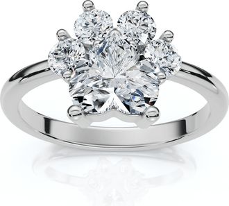 Pompeii3 1 1/3Ct Cat Paw Shape Diamond Ring 14k Gold Lab Grown