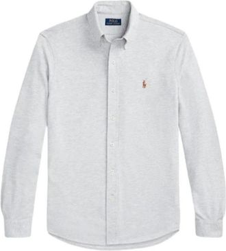 Polo Ralph Lauren Piqu&eacute; Oxford Gebreid Overhemd - Heren - Zakelijke Overhemden - Grijs - XL - Katoen - Overhemden