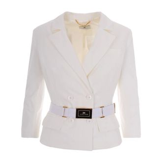 Elisabetta Franchi Double-breasted Blazer - female - Elisabetta Franchi - Blazers - White - XL - Jackets