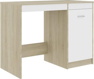 vidaXL Escritorio Madera Contrachapada Blanco Roble Sonoma 100x50x76cm Vidaxl