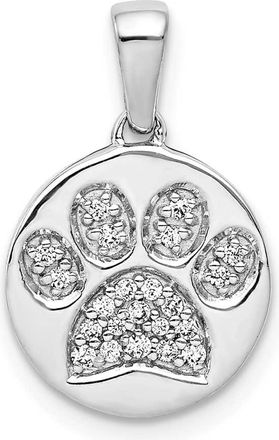 Diamond2Deal 14k White Gold Diamond Paw Print in Circle Pendant