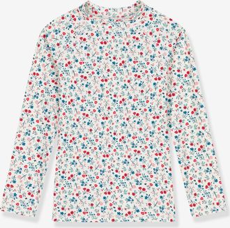 Petit Bateau Kinder Badeshirt PETIT BATEAU mit UV-Schutz und Blumenprint wei&szlig;