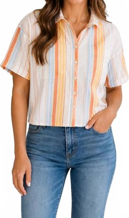 Kut from the Kloth Brianna Stripe Shirt In White Pink