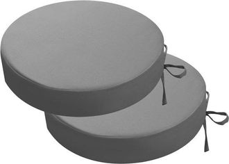 OEM Juego De 2 Cojines Redondos Impermeables Para Sillas De Jard&iacute;n, 40x40 Cm, Color Gris