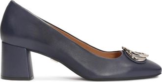 Kazar Marineblauwe leren pumps met metalen versieringen - Dames - Pumps - Blauw - 35 1/2 EU - Leer - Schoenen