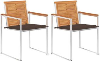 vidaXL Vidaxl - Sillas De Jard&iacute;n Con Cojines 2 Uds Madera Maciza Acacia Y Acero