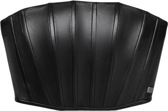 Marc Jacobs strapless leather corset top - women - Lamb Skin/Acetate/Viscose - 12 - Black